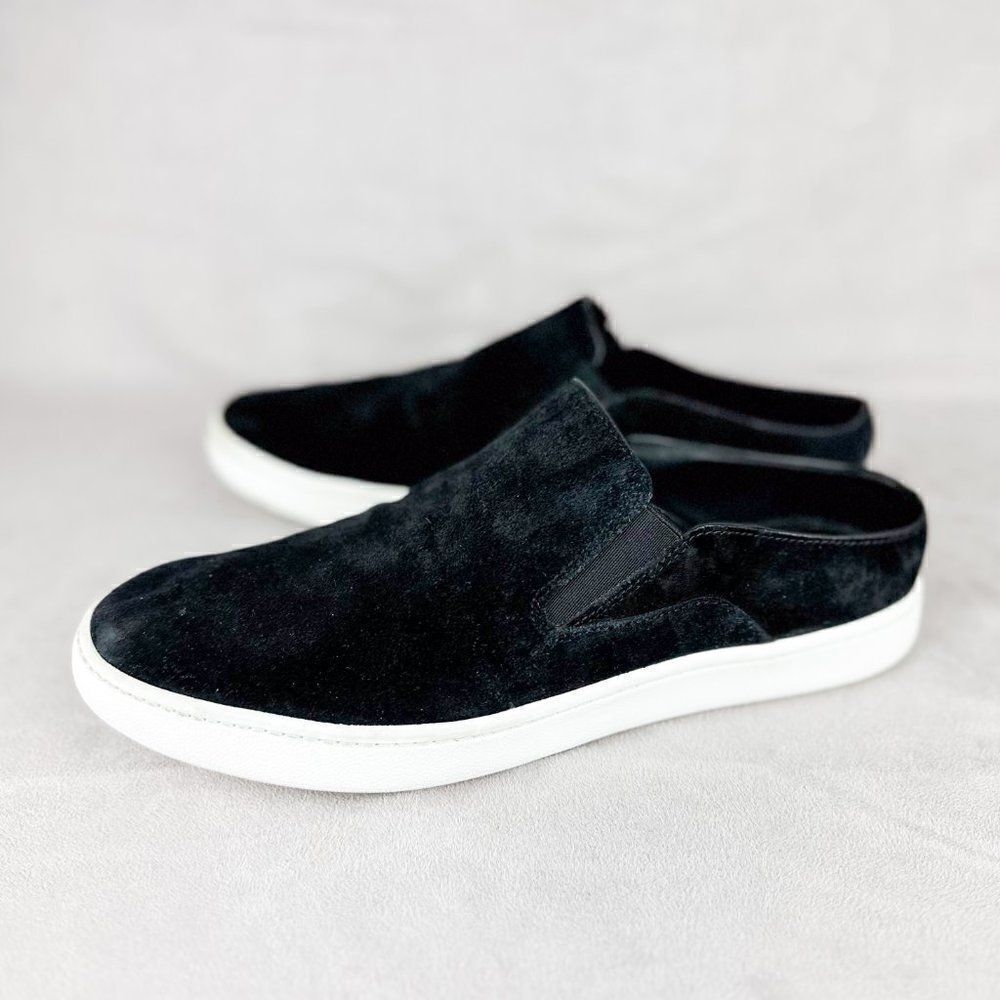 VINCE Verrell Black Suede Leather Slip On Mule Sneaker, Size US 7.5